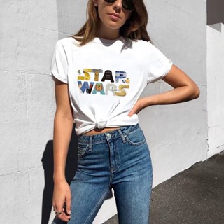 Showtly Star Wars The Movie Print Funny T Shirt Women Clothes 2019 Girls Summer White Casual Short Sleeve Plus Size_01