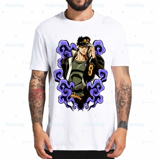 T-ShirtL3ay JOJO&amp;#39; s Bizarre Adventure เสื้อยืด พิมพ์ลายอนิเมะ Kujo Jotaro สไตล์ฮิปฮอป แฟชั่นฤดูร้อน สําหรับผู้ชาย S-