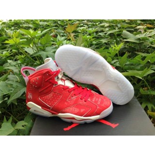 รองเท้าบาสเก็ตบอล Nk Air Jordan 6 Slam Dunk สีแดง และสีขาว สไตล์เรโทร