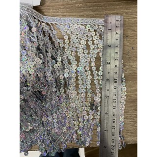 ลูกไม้ตุ้งติ้งเลื่อมเส้น สีทอง กว้าง8นิ้ว เนื้อดี สีสวยเงา ห…