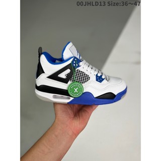 รองเท้าบาสเก็ตบอล Q2OX Air Jordan 4 Retro "Motorsports" สีฟ้า 308497-117