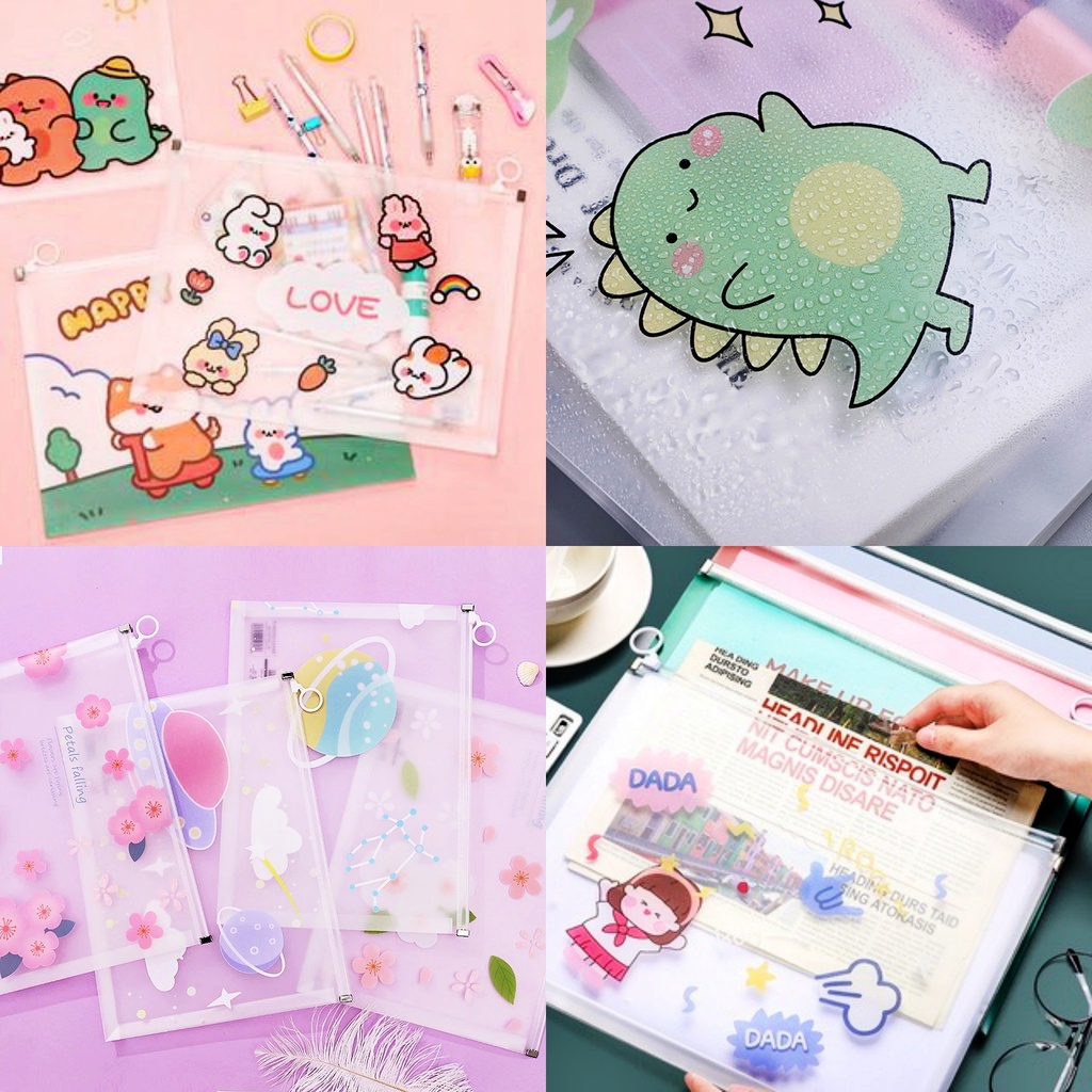 แฟ้มใส่เอกสารA4 แฟ้มซอง ซิปล็อค แฟ้มใส่เอกสาร แฟ้มซิปใส่เอกสาร ขนาด A4 ลายการ์ตูน กระเป๋าใส่เอกสาร