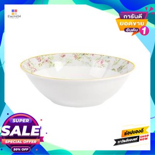 Round ชามแกงพอร์ซเลนทรงกลม Floral Garden Kassa Home รุ่น Hjcwp-2133-B4 ขนาด 7 นิ้ว สีเทา - ขาวporcelain Round Bowl Flora