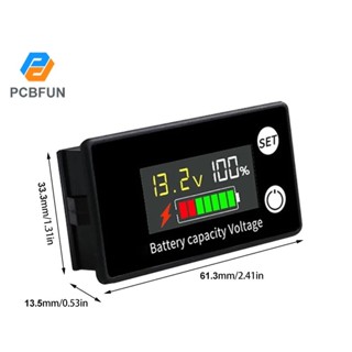 Pcbfun โวลต์มิเตอร์ดิจิทัล หน้าจอสี 6133A DC8-100V LCD พร้อมฟังก์ชั่นเตือนอุณหภูมิ