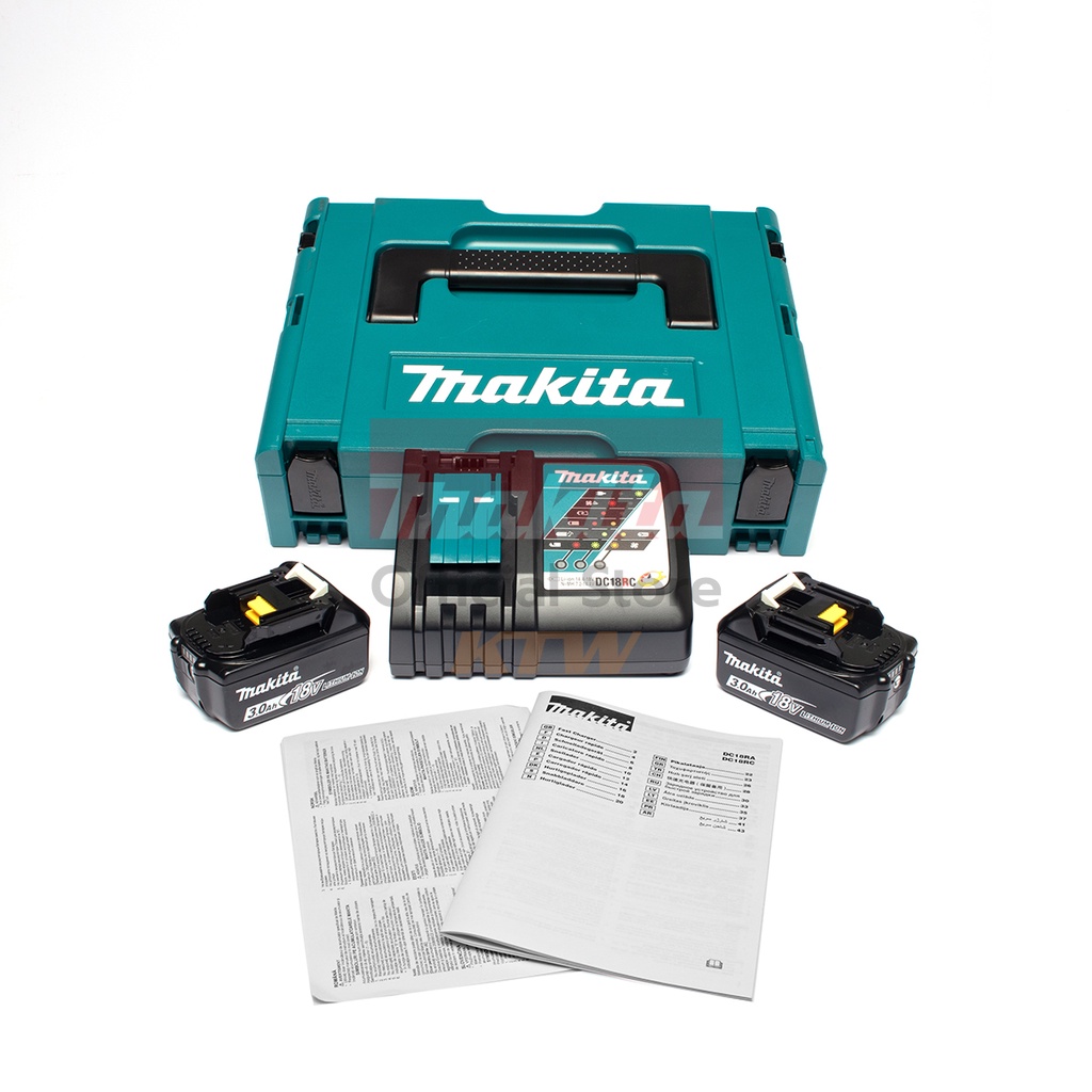 MAKITA ชุดแบตเตอรี่และแท่นชาร์จ 18 โวลต์ รุ่น MKP1RF182 แบตเตอรี่ BL1830B X2 + แท่นชาร์จ DC18RC + กล