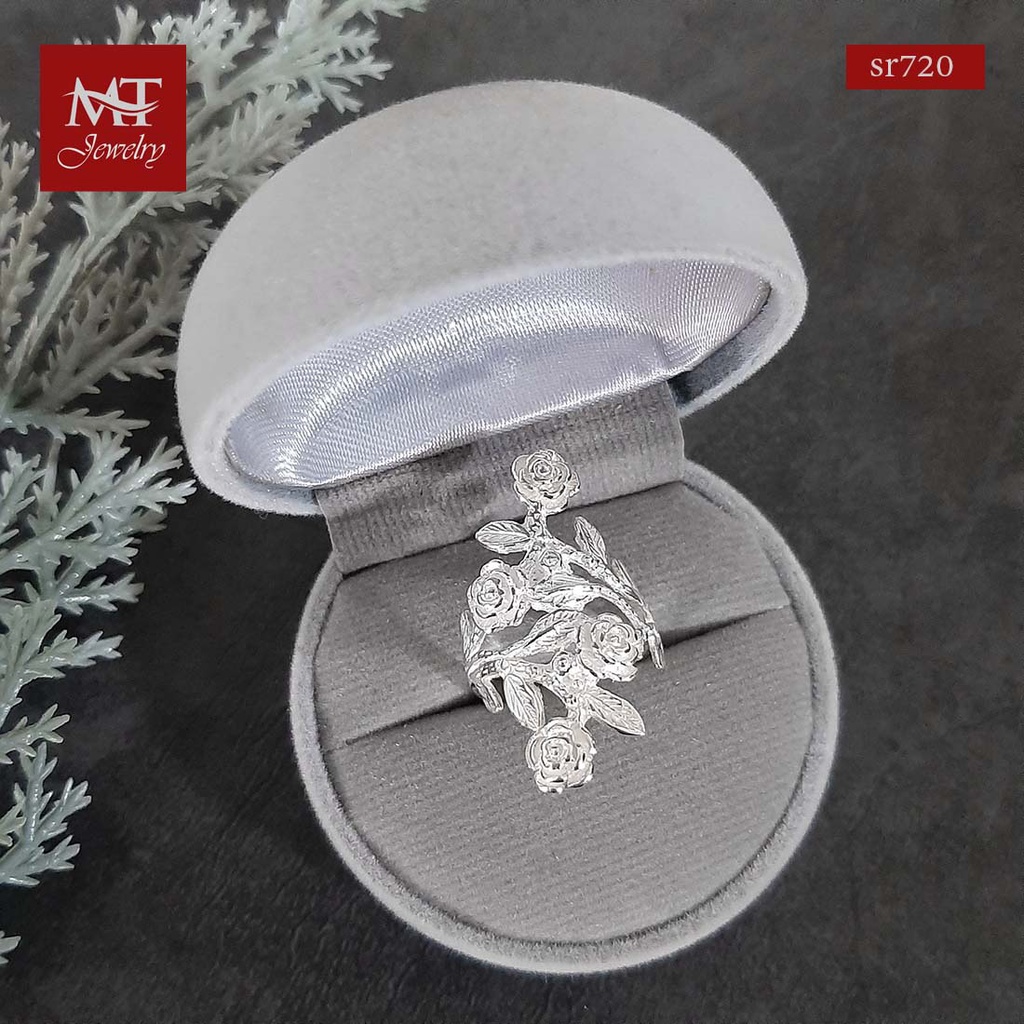 MT แหวนเงินแท้ ดอกกุหลาบ ไซส์: 53 Sterling Silver Ring (sr720) MT Jewelry มณีธารา