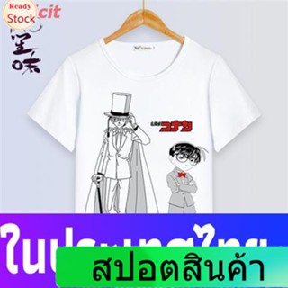 Illicit นักสืบโคนันเสื้อยืดถักฤดูร้อน Detective Conan เสื้อยืดแขนสั้นเสื้อผ้าสำหรับชายและหญิงคู่รักอะนิเมะสภาพแวดล้อม Ku