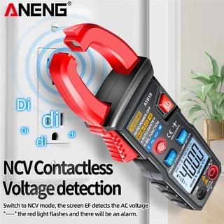 เครื่องวัดกระแสไฟฟ้าแบบหนีบดิจิตอล NCV พร้อมมัลติมิเตอร์ เครื่องทดสอบกระแสและแรงดันไฟฟ้ากระแสสลับ สำหรับการทดสอบระบบไฟฟ้าในรถยนต์ช่วงฤดูร้อน พร้อมกล่อง 1 ชุด รุ่น AT619 สีแดงดำ