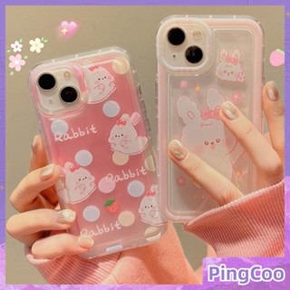 PingCoo - Case For iPhone 14 13 12 11 Plus Pro Max XR TPU Soft Jelly Airbag Case Cartoon Cute Rabbit Camera Protection Shockproof Back Cover