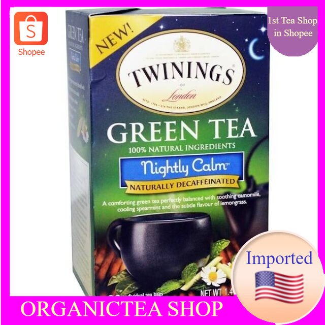 ชาทไวนิงส์ Twinings, Green Tea, Nightly Calm,Naturally Decaffeinated, 20 Tea Bags พร้อมส่ง
