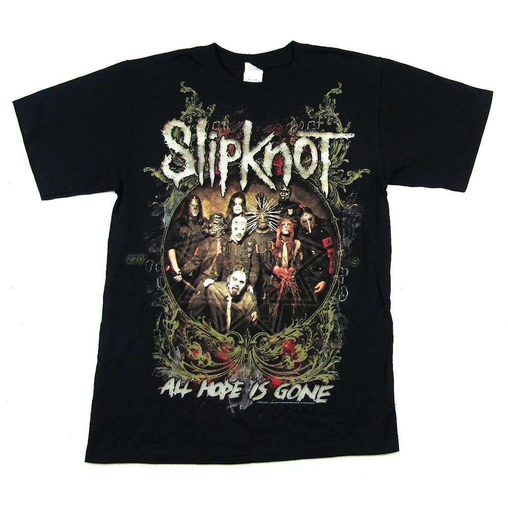 T-Shirtเสื้อยืด ลาย Slipknot All Hope Is Gone 2009 Tour Qc-Oh สีดํา สไตล์คลาสสิก สําหรับผู้ชาย GNagm