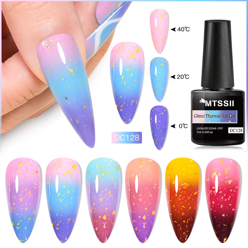 MTSSII ร้อน ยาทาเล็บเจล 7ml กระพริบ เปลี่ยนสี เจลเล็บปลอม กึ่งถาวร เล็บเจล UV Nail ทํา ความงาม