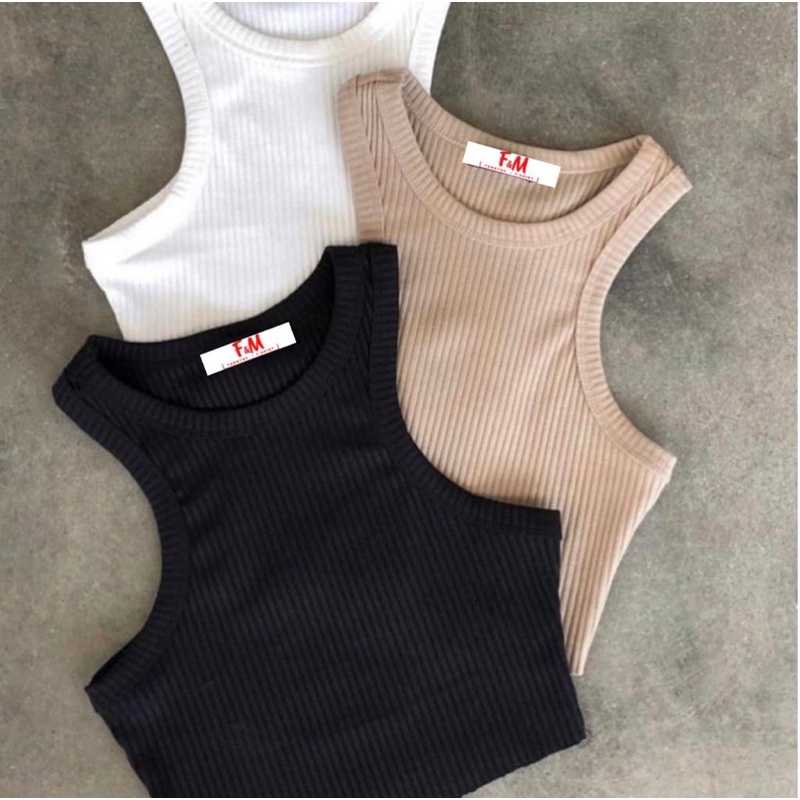 ELORA TANKTOP CROP HALTER NECK KNIT CROP (KET.205) ผู้หญิง TANKTOP KOREAN PREMIUM KNIT SPANDEX