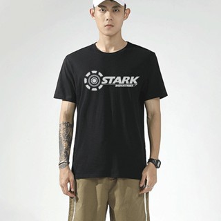 เสื้อยืดผ้าฝ้ายพิมพ์ลายStark Industries Tony Iron Man เสื้อยืดลำลองแขนสั้น Tops Hot Trending บุคลิกภาพ tee_07