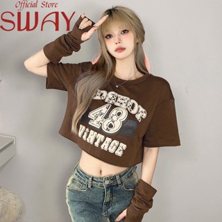 SWAY  เสื้อยืด เสื้อแฟชั่น หลวม  คุณภาพสูง Korean Style Chic ins A29J03J 36Z230909