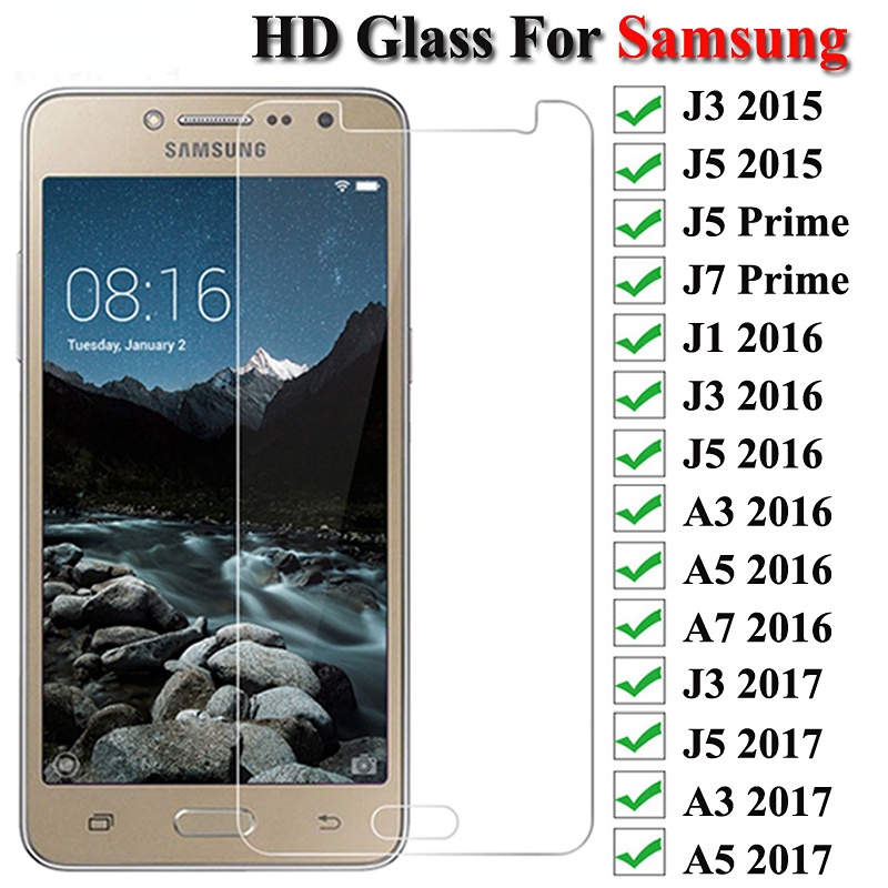 ฟิล์มกระจกนิรภัยกันรอยหน้าจอ สําหรับ Samsung Galaxy A3 A5 A7 J3 J5 J7 2015 2016 2017 A6 A8 Plus 2018