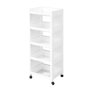 5-TIER ชั้นวางของ 5 ชั้น มีล้อ STACKO IVA 29.5X36X98.5 ซม. สีขาว5-TIER SHELVING UNIT WITH CASTERS STACKO IVA 29.5X36X98