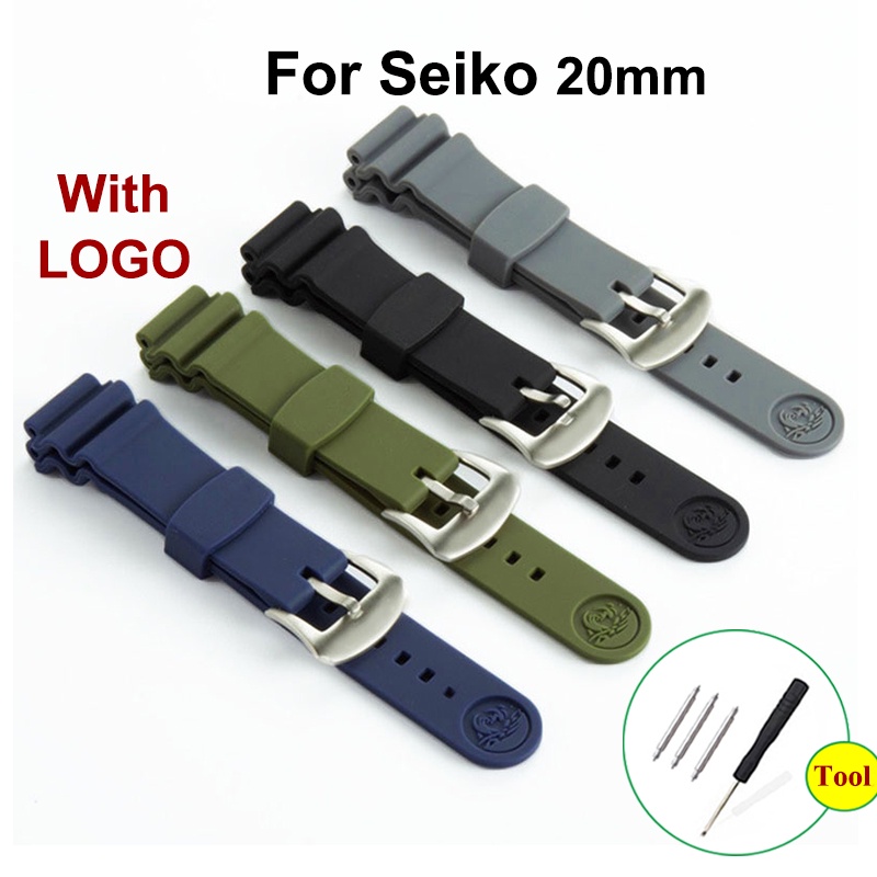 สายนาฬิกาข้อมือซิลิโคน 20 มม. สําหรับ Seiko Watch Band for PROSPEX Canned Bracelet for Seiko Canned Abalone Rubber Watchband with logo