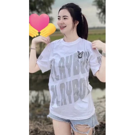 พร้อมส่ง เสื้อเพลบอย งานสกรีนสุดเท่รอบตัว ผ้าคอตตอนแท้ไม่ผสมนิ่มใส่สบาย