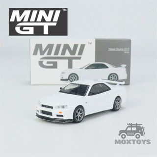 โมเดลรถยนต์ MINI GT 1:64 Nissan Skyline GT-R (R34) V-Spec N1 RHD Diecast สีขาว