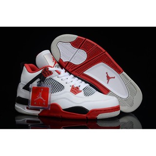 *superbrand* 100% Jordan Air Jordan AJ4 รองเท้าบาสเก็ตบอล สีดํา สีแดง