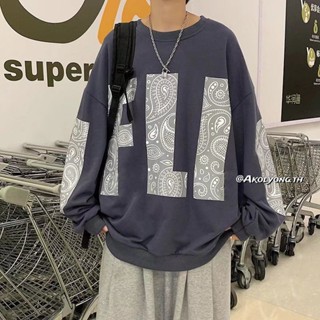 เสื้อกันหนาว คอกลม ทรงหลวม สไตล์ฮิปฮอป แฟชั่นยุโรป และอเมริกา สําหรับผู้ชาย