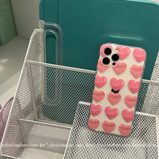 เคสโทรศัพท์มือถือ ป้องกันกระแทก แบบเต็มจอ ลายหัวใจ เคสไอโฟน สําหรับ Apple iPhone14 7 8 Plus XsMax XR 11 12 Pro 13 case น่ารัก สวย ความงาม เคส ไอ โฟน  เคส โทรศัพท์ กรณี  เคส ใส เคสนิ่ม