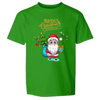 เสื้อยืดสีขาว[S-5XL]ผ้าฝ้าย 100% เสื้อยืด พิมพ์ลายคริสต์มาส Distro DTF AN801-SANTA GIFTS-4XL