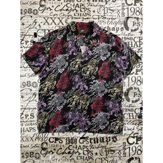 BE TEE Collection l : FOUR HORSEMEN Hawaiian Rayon Shirt Size S เสื้อเชิ้ตฮาวาย ลายกราฟฟิก ผู้ชาย