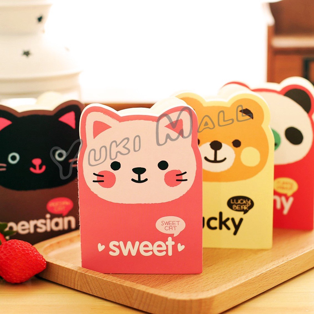Yuki สมุดโน๊ต ทรงหน้าสัตว์น่ารัก จดศัพย์ จดบันทึกแบบเส้น จัดส่งคละลาย Cartoon notebook