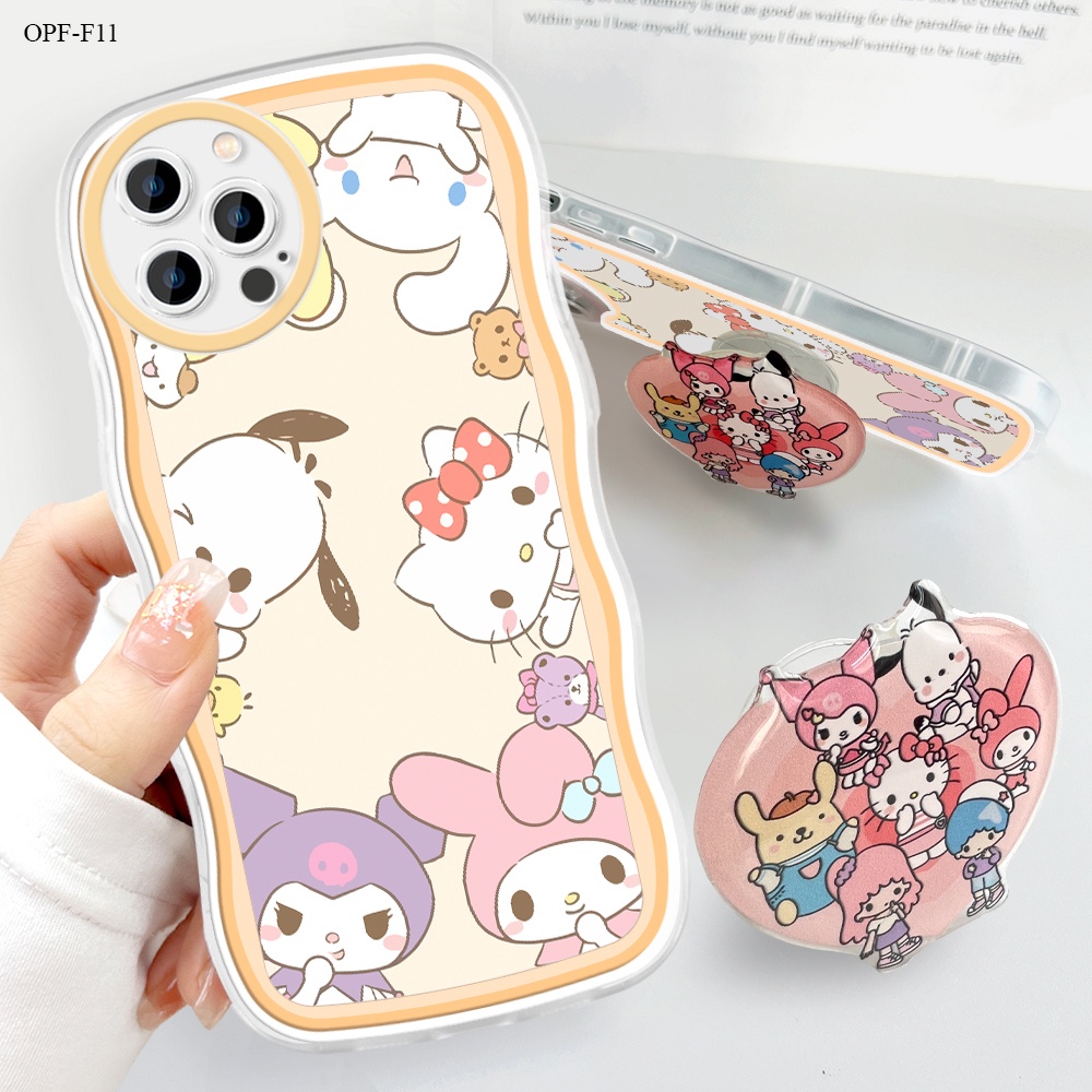 OPPO F11 F9 F7 F5 F3 F1S Youth Pro เคสออปโป้ สำหรับ Case Sanrio Family With Holder เคสโทรศัพท์ Shockproof Casing Full Back Cover Soft Protective Shell  【Free Holder】