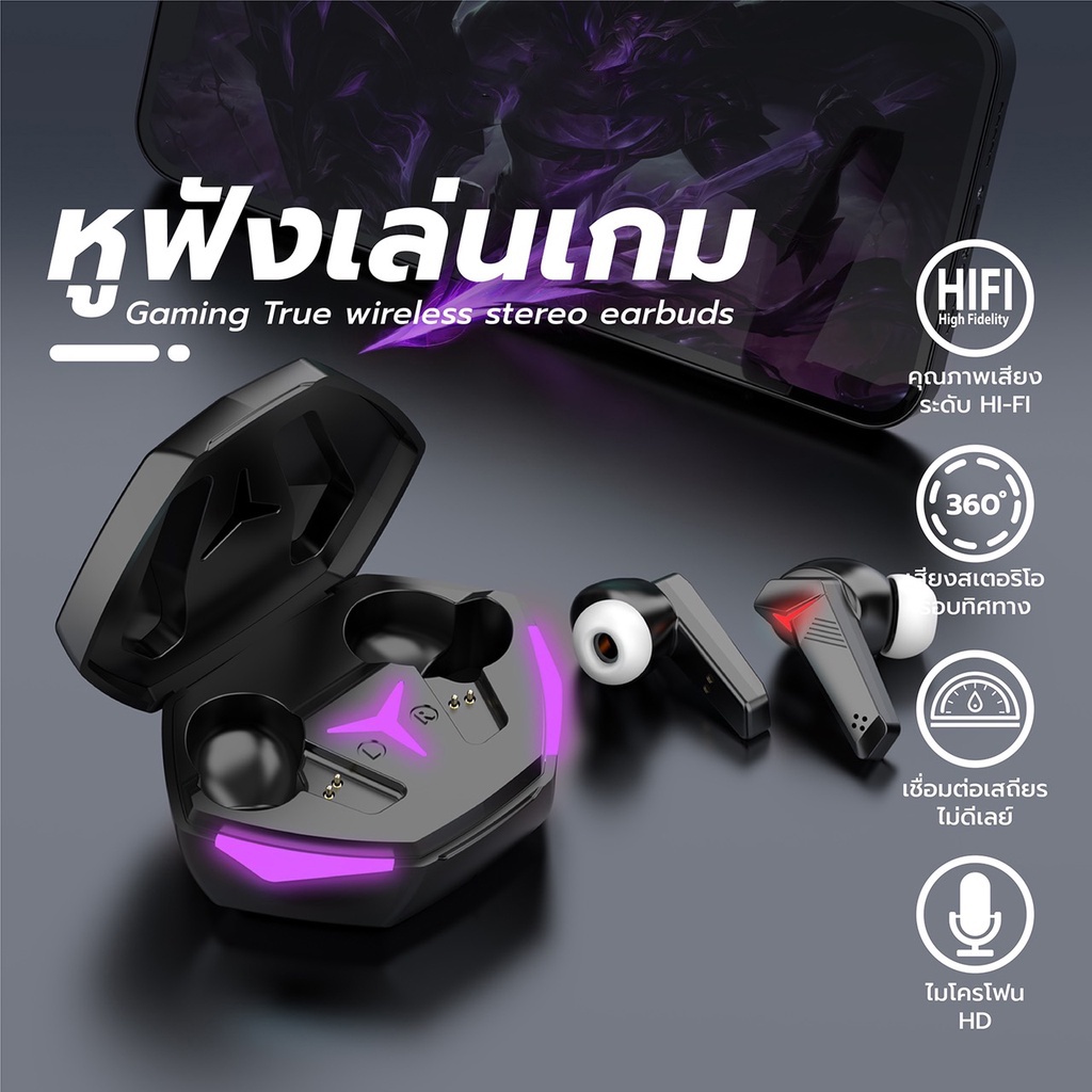 40 บาท หูฟังบลูทูธ TWS T33 หูฟังไร้สาย หูฟังออกกำลังกาย ตัดเสียงรบกวนอัจฉริยะ หูฟังลูทูธ5.2 แสงไฟLEDพร้อมระบบสัมผัส รองรับ Audio