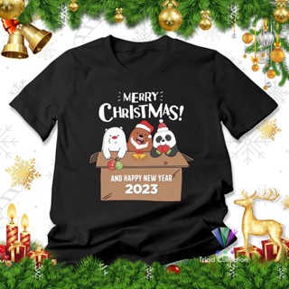 [S-5XL]ผ้าฝ้าย 100% [S-5XL]PRIA Merry Christmas T-Shirt | Merry Christmas And Happy New Year  Bear Panda Gift | Adult Ma