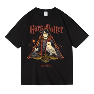 ☄Voldemort ภาพยนตร์ ins super hot tide ยี่ห้อ Harry Potter รอบผ้าฝ้ายหลวมขนาดใหญ่แขนสั้นเสื้อยืดผู้ชายและผู้หญิงฤดู_07