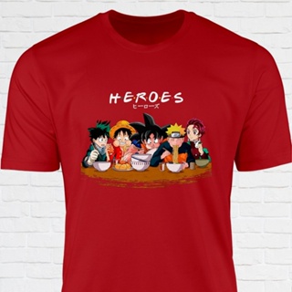 เสื้อยืด ผ้าฝ้าย พิมพ์ลาย Hero Son Goku Naruto Luffy สไตล์คลาสสิก สําหรับผู้ชาย UI_05