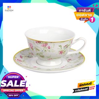 Coffee ชุดแก้วกาแฟพอร์ซเลน Floral Garden Kassa Home รุ่น Hjcwp-2133-Cs1 ความจุ 7 ออนซ์ สีเทา - ขาวporcelain Coffee Mug S