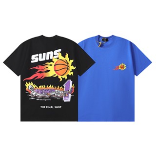 เสื้อยืดแขนสั้นลําลอง ผ้าฝ้าย พิมพ์ลาย SUNS Basketball แฟชั่นสตรีท สําหรับผู้ชาย และผู้หญิง