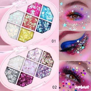 ♕CmaaDu 7สี Damiond Sequins Eye Shadow Palette Matte Glitter Pearlescent Shimmer กันน้ำ Sweatproof Long-Lasting อายแชโดว์ Party Stage Eye เครื่องสำอาง UPBEST