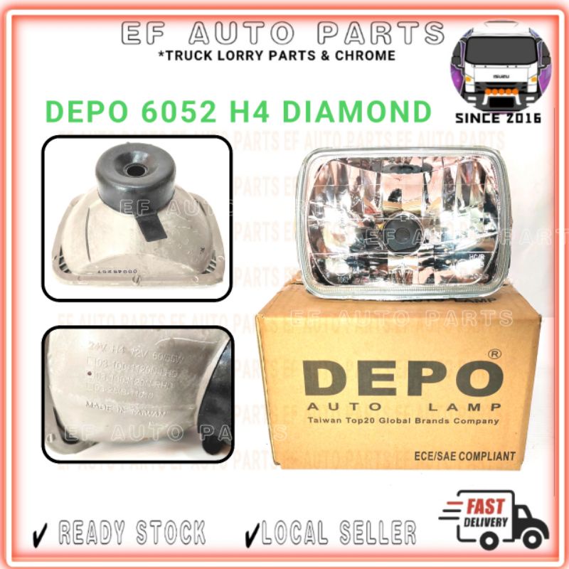 DEPO 6052 H4 DIAMOND HEAP LAMP 5X7 LAND CRUISER LJ78 LC2 HICOM ISUZU FORD T3000 PICKUP VAN SEAL BEAM