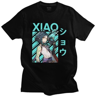 Male Xiao Genshin Impact Manga T Shirts Short Sleeve Cotton Tshirts Trendy T-shirt Japan Anime Game Tee Tops Oversi_03