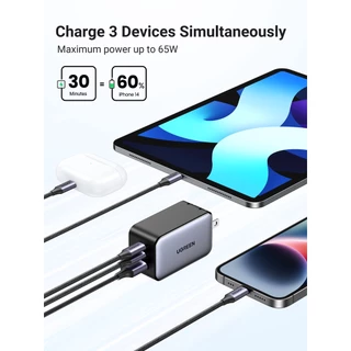 UGREEN GaN 65W USB C Charger Quick Charge QC4.0 QC PD3.0 PD USB-C Type C Fast USB Charger สําหรับโทรศัพท์ 13 Pro Max Macbook