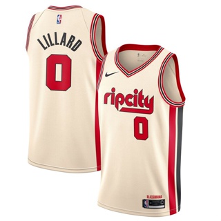 ขายดี เสื้อกีฬาแขนกุด ลายทีม NBA Jersey Portland Blazers No.0 Lillard Lillird Jersey สีขาว NGdmfi35FCipch53