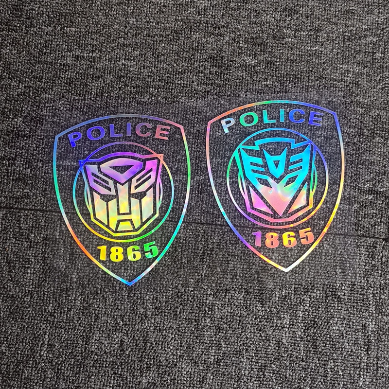 สติ๊กเกอร์ติดรถ Transformers Decepticons Autobots ตํารวจ 1865 สติ๊กเกอร์สะท้อนแสงสําหรับฝาถังน้ํามันเชื้อเพลิง Trunk กันชนกระจกรถจักรยานยนต์แล็ปท็อป