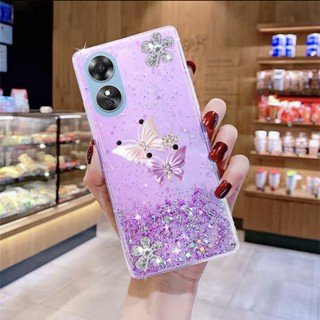 พร้อมส่ง ใหม่ เคสโทรศัพท์มือถือ ซิลิคอนใส ปิดด้านหลัง ลายผีเสื้อ ระยิบระยับ สไตล์ใหม่ สําหรับ OPPO A58 A78 4G 2023 A584G