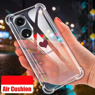 Oppo A78 5G 2023 A17 A17K A77s Air Cushion เคสกันกระแทก Love Heart เคสซิลิโคนใส เคสป้องกัน