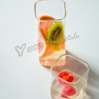 YuKi แก้วนมทรงสี่เหลี่ยมทนความร้อน ใส่เย็นได้ Square transparent glass