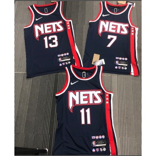 เสื้อกีฬาบาสเก็ตบอล Plogmn21Hcjhm59 ลายทีม Brooklyn Nets 2022 สีน้ําเงินเข้ม