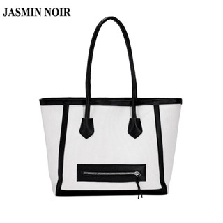 Jasmin NOIR กระเป๋าสะพายไหล่ กระเป๋าถือ ผ้าแคนวาส เรียบง่าย สําหรับสตรี