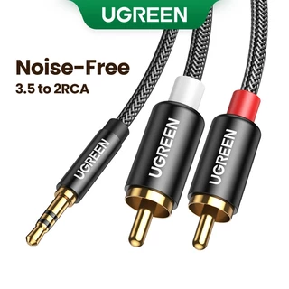 UGREEN 3.5มม.to 2RCA สายเคเบิ้ลเสียงสเตอริโอ Hifi ไนล่อนถัก