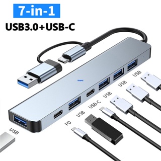 อะแดปเตอร์ฮับแยก 7 พอร์ต USB 3.1 Type-C เป็น HDMI 4K Thunderbolt 3 USB C พร้อมช่องอ่าน TF SD PD สําหรับ MacBook Pro Air